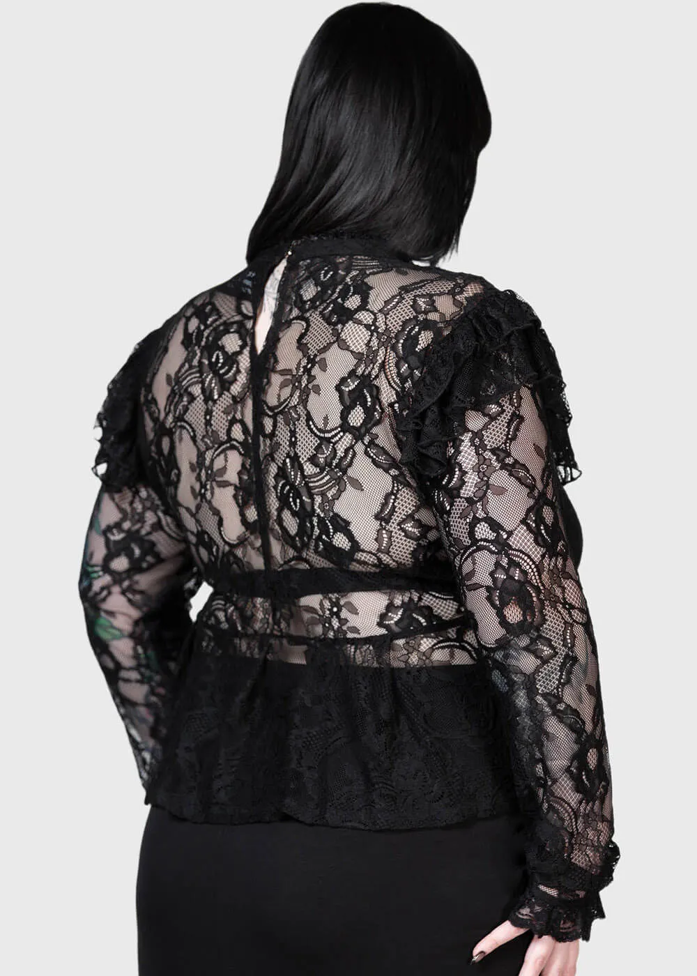 Killstar Fickle Feud Lace Blouse Zwart