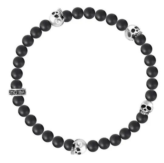 King Baby Onyx Beaded Skull Bracelet