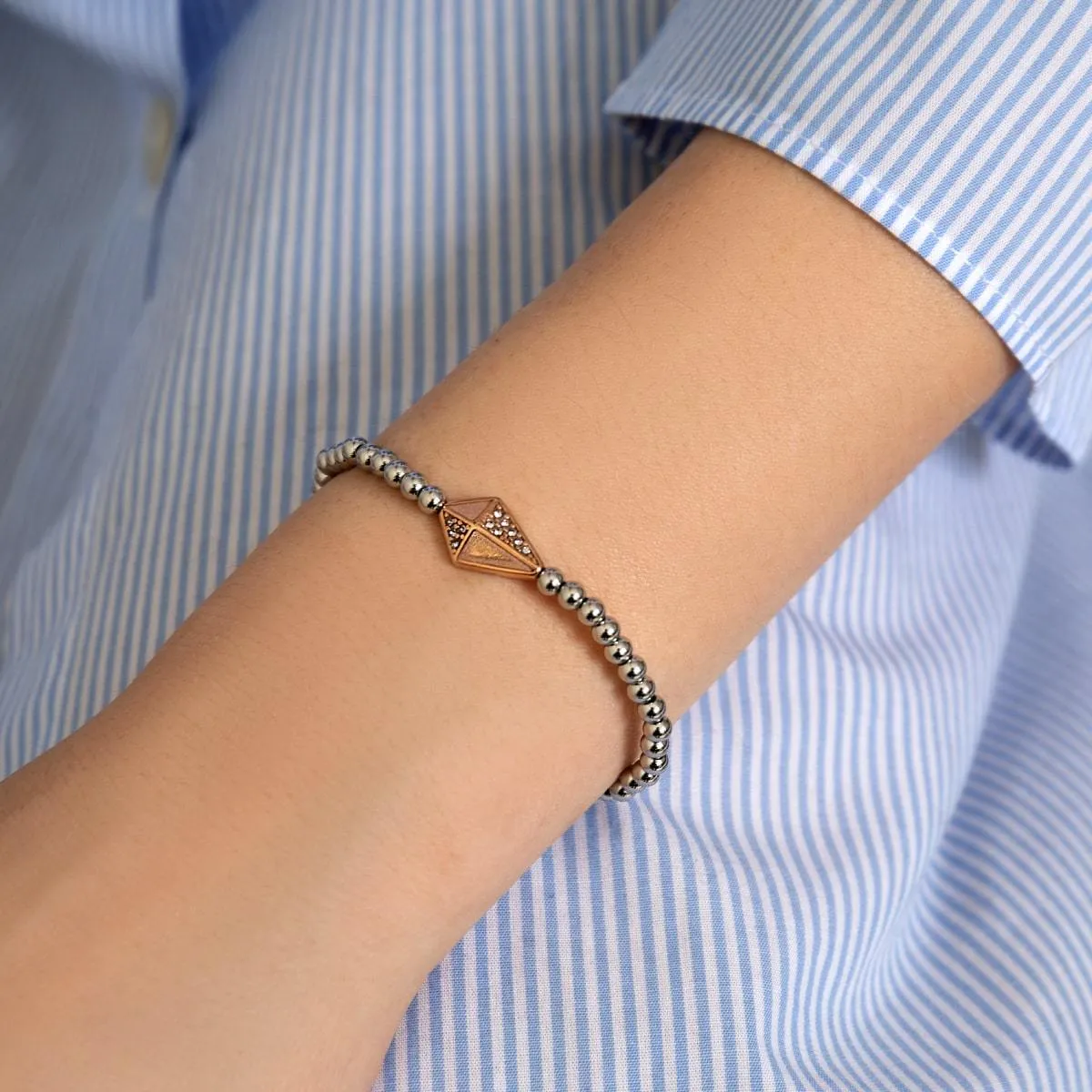 Kite | Silver & 18k Rose Gold | Crystal Charm Bracelet