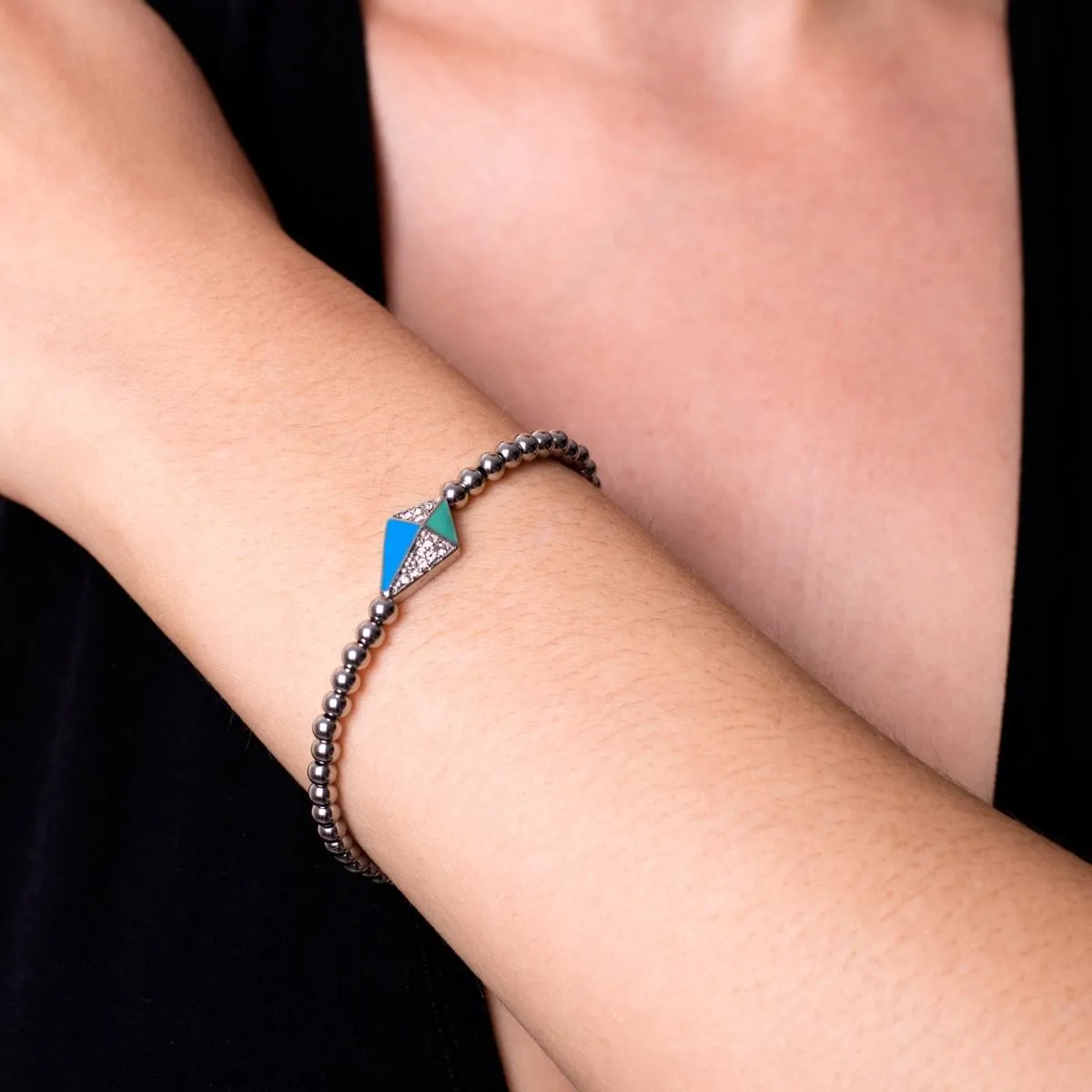 Kite | Silver | Enamel | Crystal Charm Bracelet