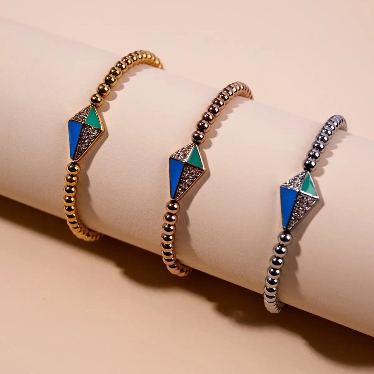 Kite | Silver | Enamel | Crystal Charm Bracelet