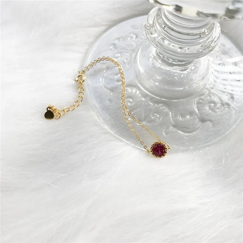Korean Red CZ Zircon Chain Bracelet