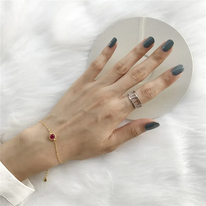 Korean Red CZ Zircon Chain Bracelet