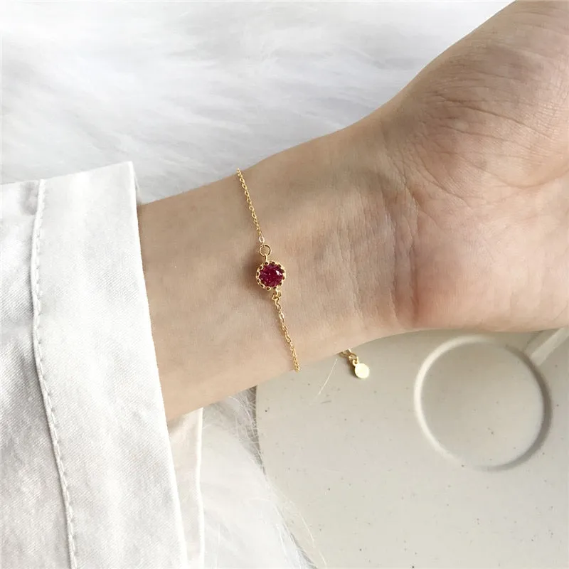 Korean Red CZ Zircon Chain Bracelet