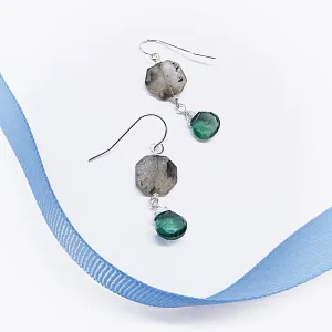 Labradorite/Indicolite Earrings in Silver
