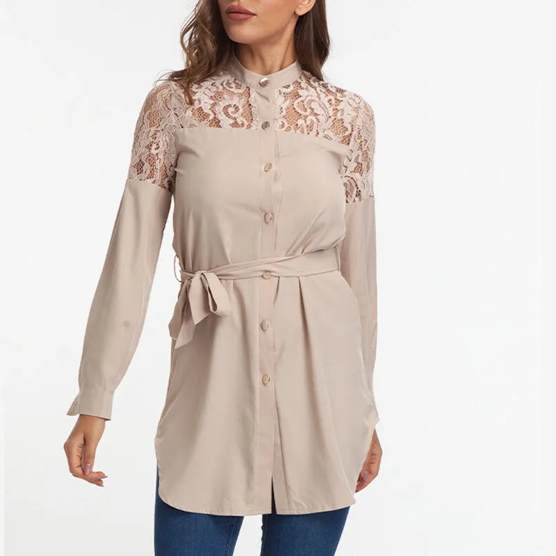 Lace Shoulder Cardigan Dress