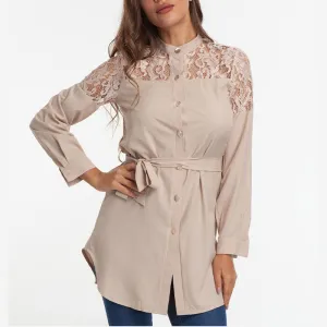 Lace Shoulder Cardigan Dress