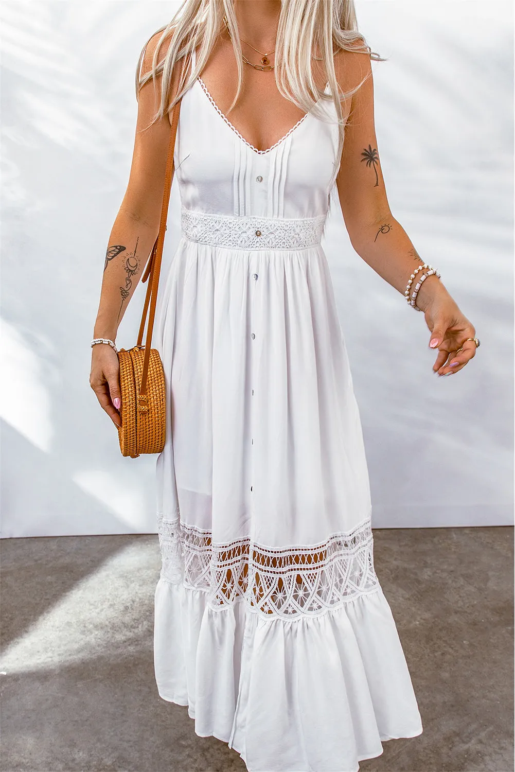 Lace Spaghetti Strap Maxi Dress