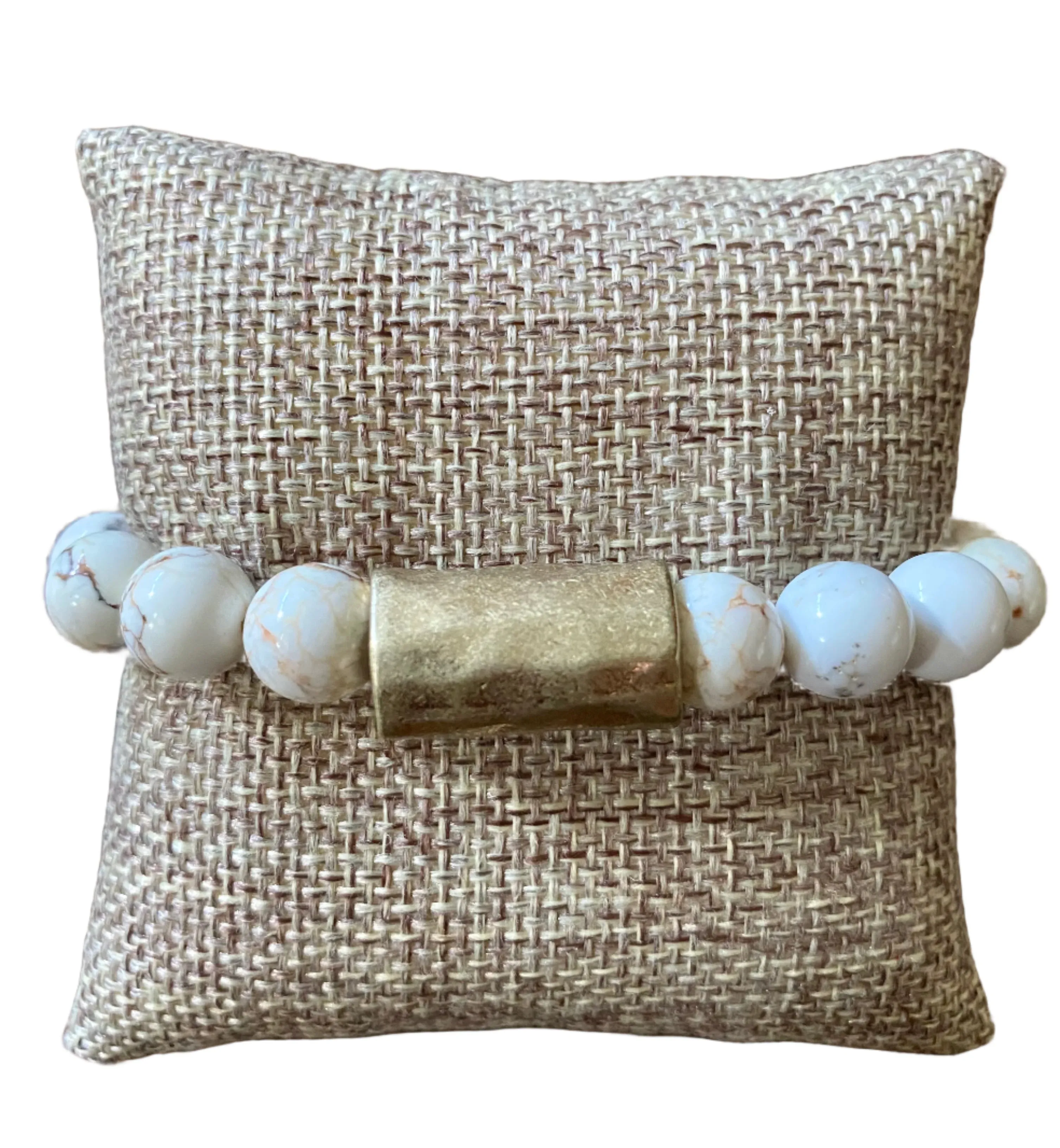 Ladies' White Turquoise Stretch Bracelet