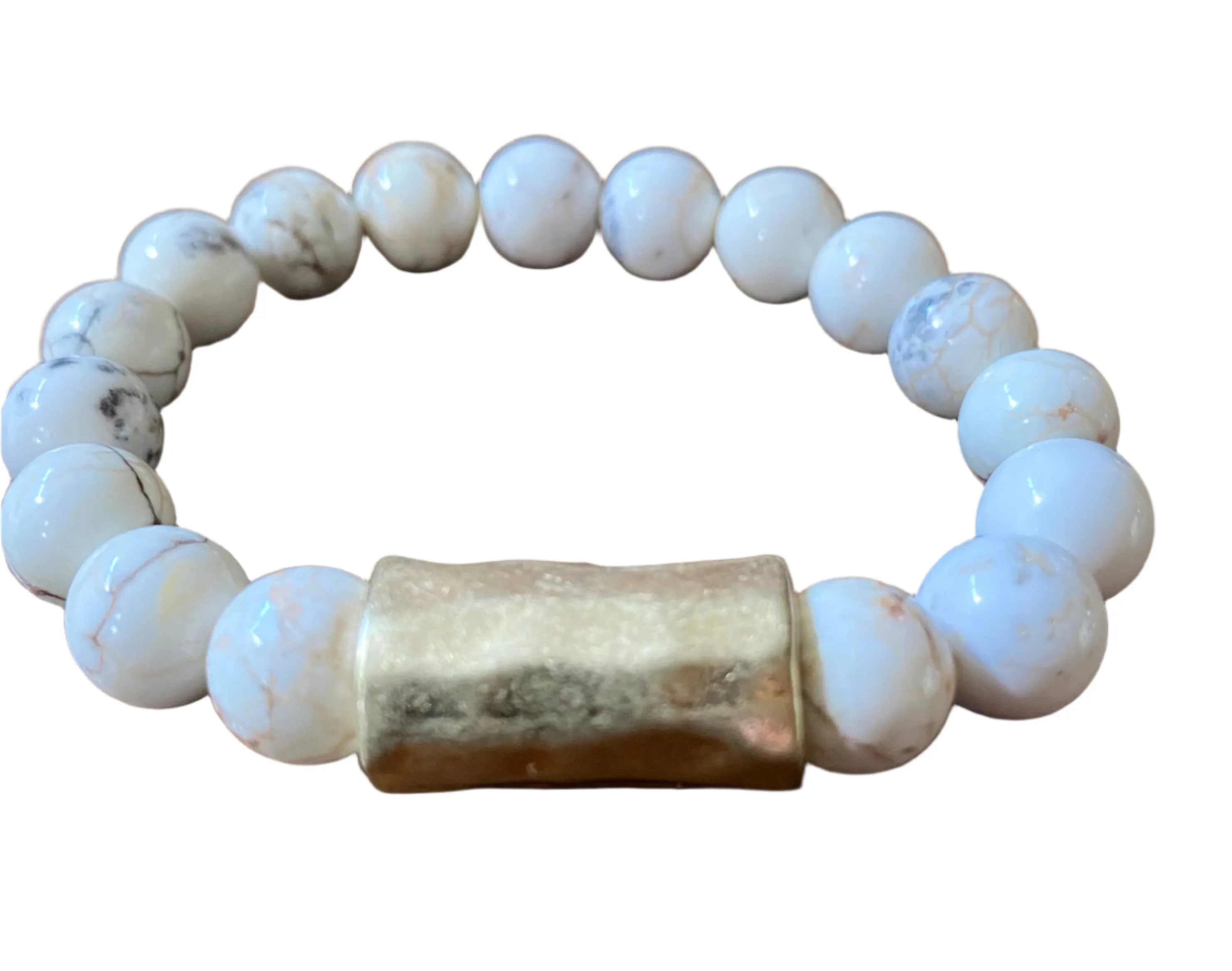 Ladies' White Turquoise Stretch Bracelet
