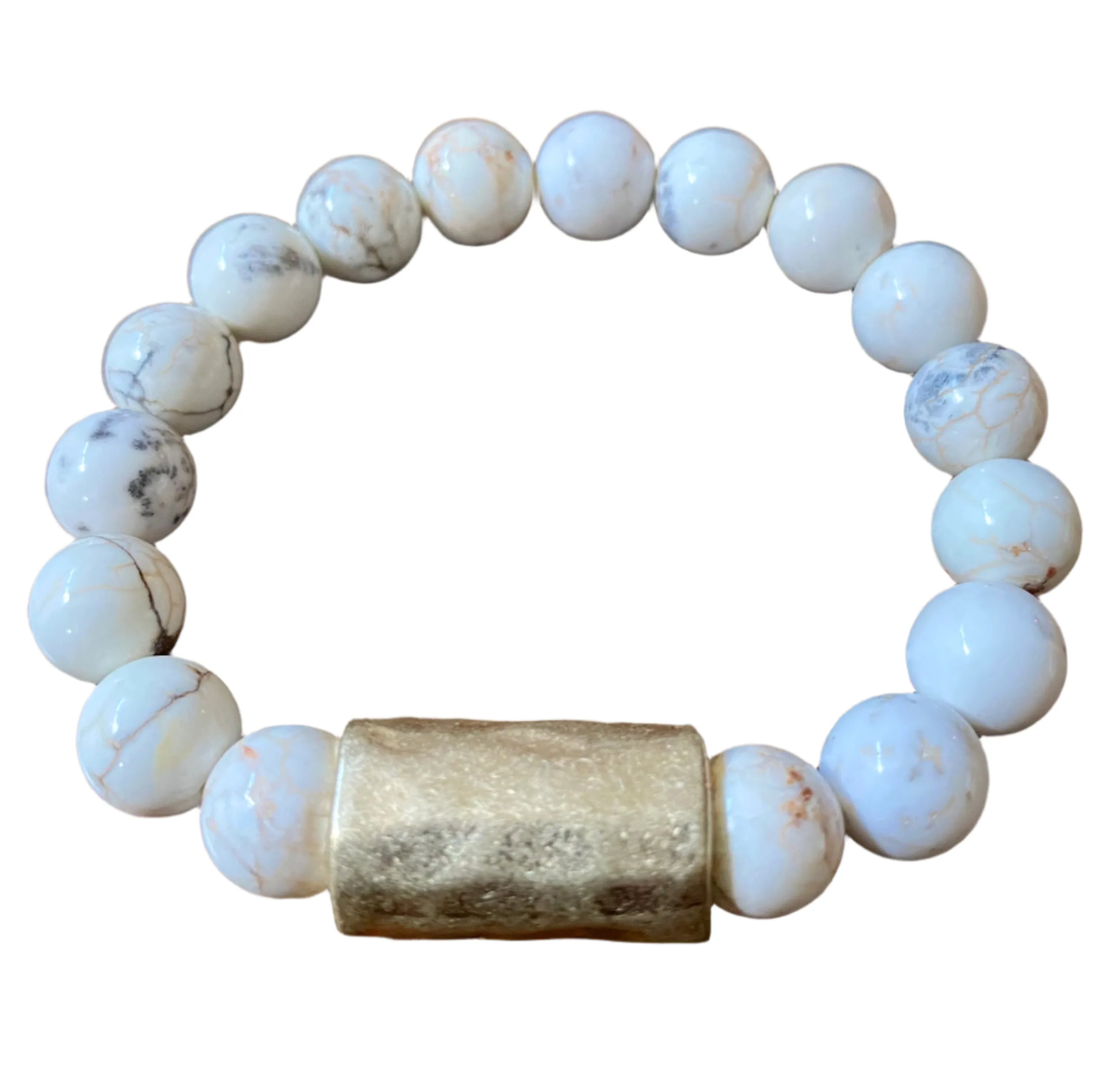 Ladies' White Turquoise Stretch Bracelet