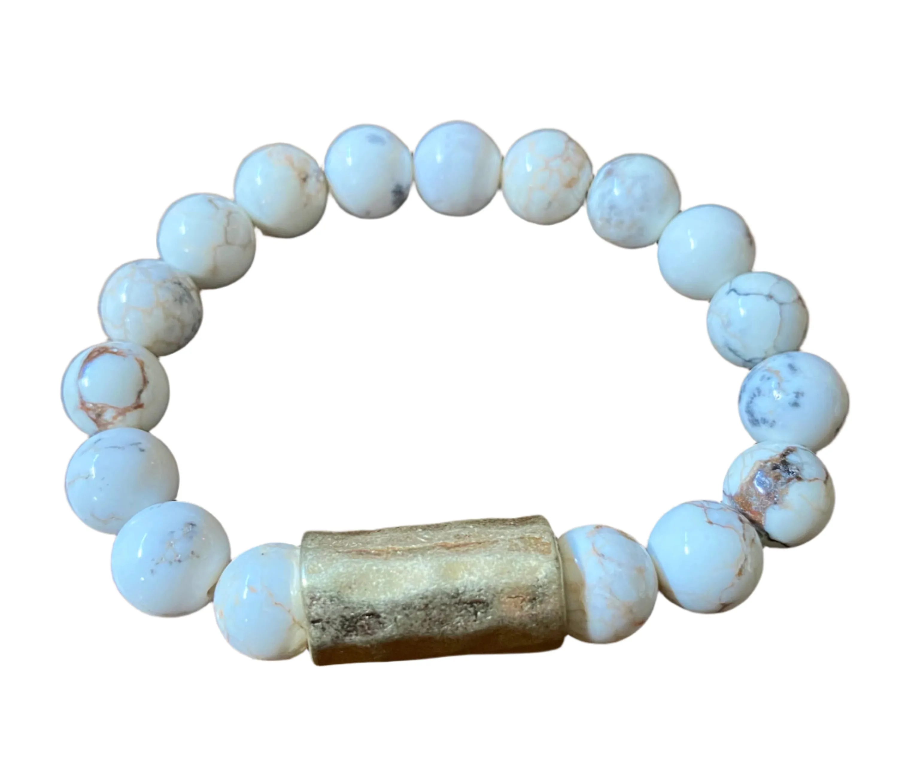 Ladies' White Turquoise Stretch Bracelet