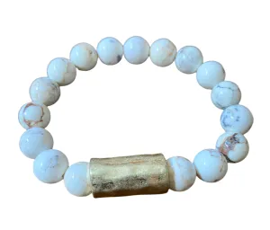 Ladies' White Turquoise Stretch Bracelet