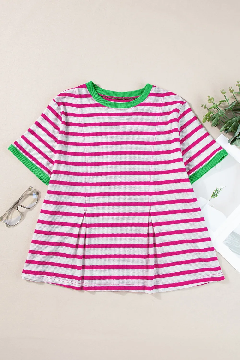 Landy Striped Round Neck Short Sleeve T-Shirt