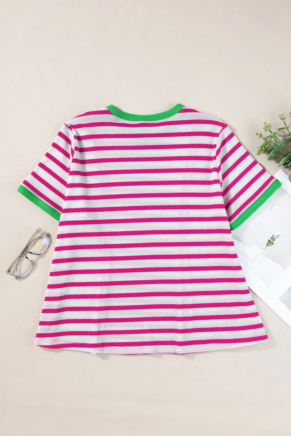 Landy Striped Round Neck Short Sleeve T-Shirt
