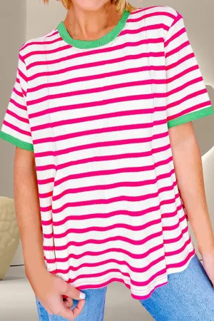 Landy Striped Round Neck Short Sleeve T-Shirt