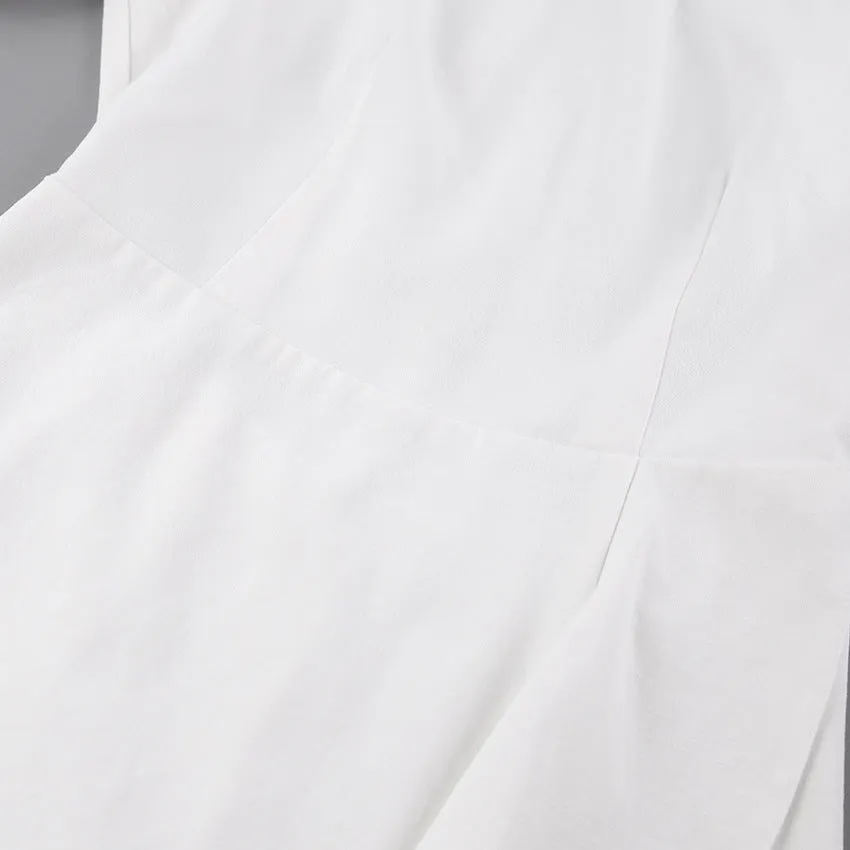 Lantern Bubbles Sleeve Ruffles Hem Backless Party Mini Dresses