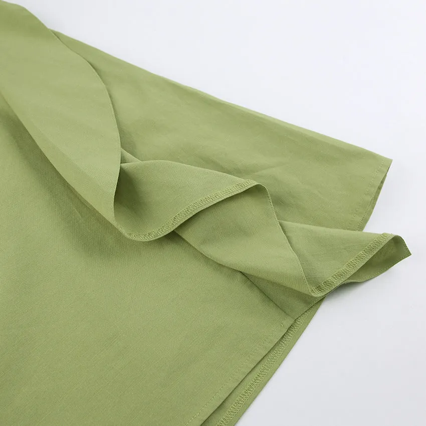 Lantern Bubbles Sleeve Ruffles Hem Backless Party Mini Dresses