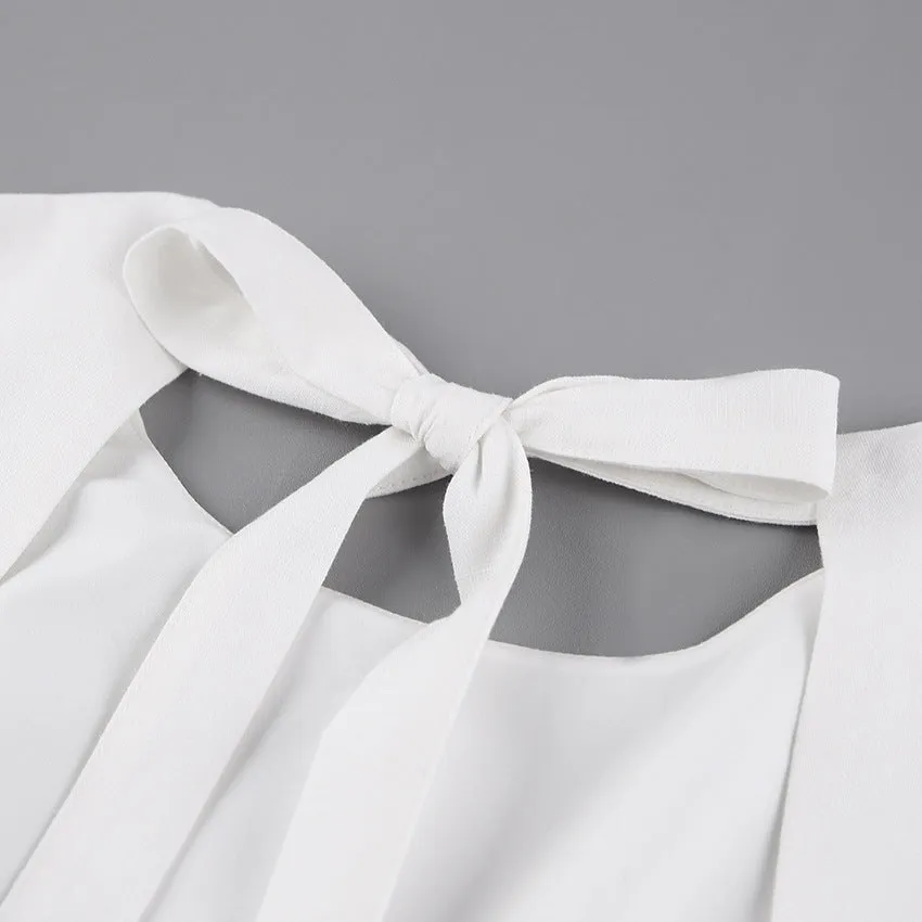 Lantern Bubbles Sleeve Ruffles Hem Backless Party Mini Dresses