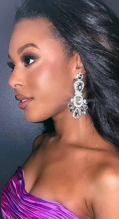 Large Clear Crystal Rhinestone Statement Pageant Earrings | 442144