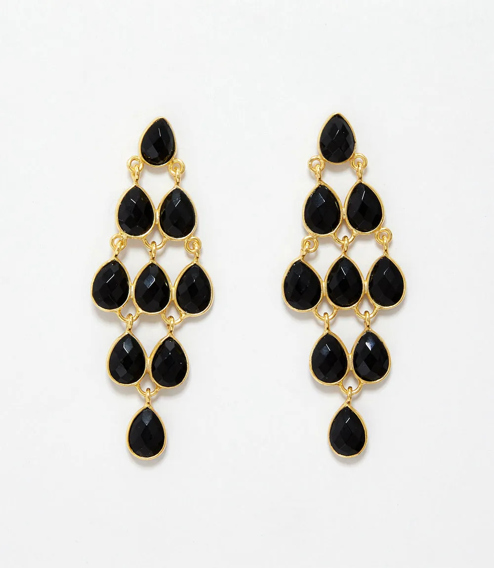 Large Gemstone Chandelier Earrings