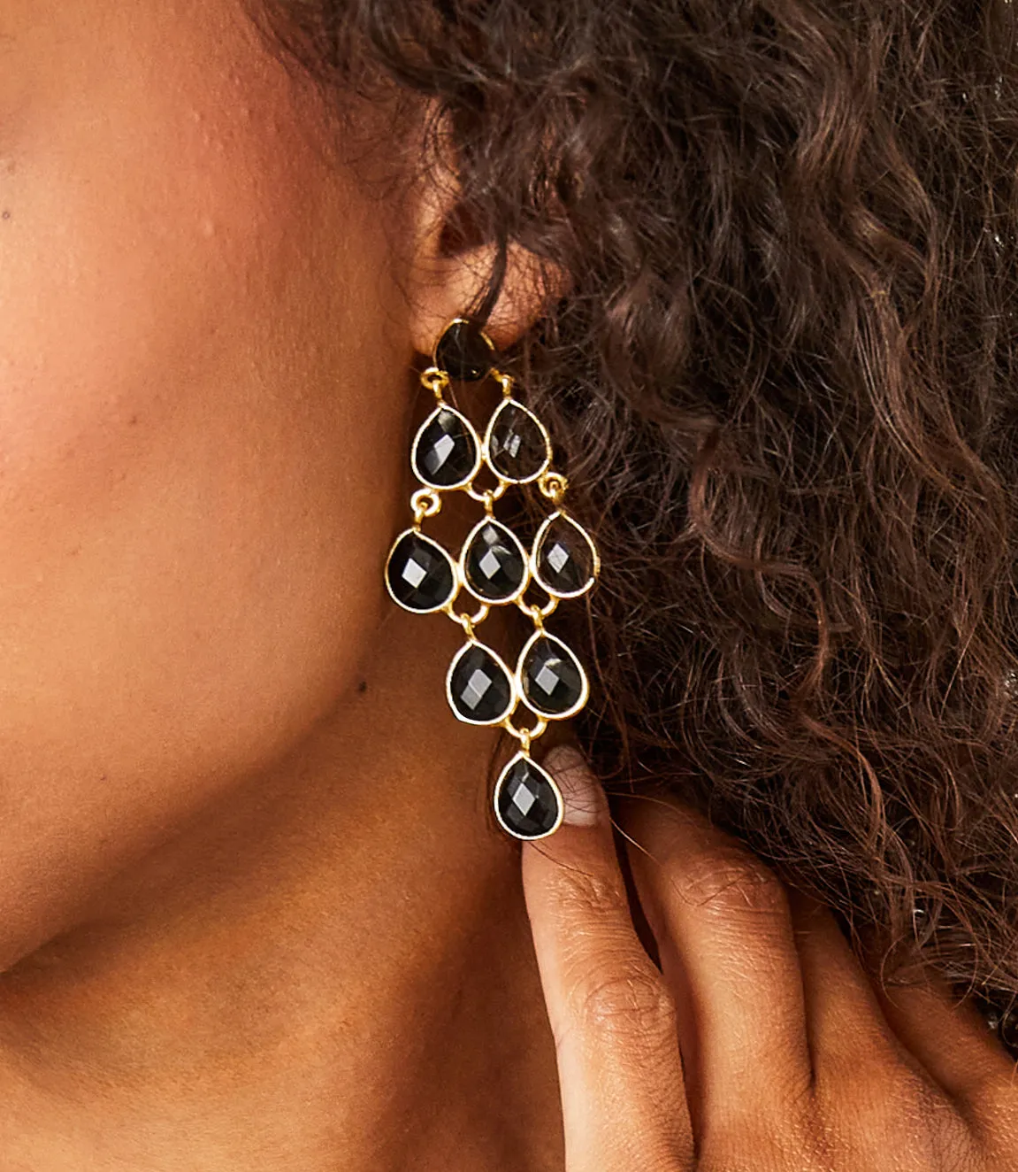 Large Gemstone Chandelier Earrings