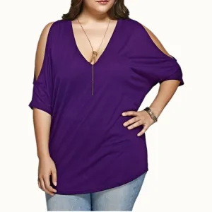 Large Size Off-the-shoulder Short-sleeved Bat Shirt