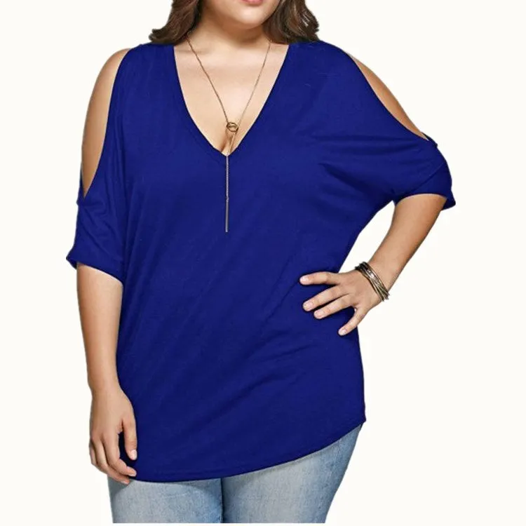 Large Size Off-the-shoulder Short-sleeved Bat Shirt