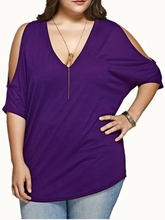 Large Size Off-the-shoulder Short-sleeved Bat Shirt