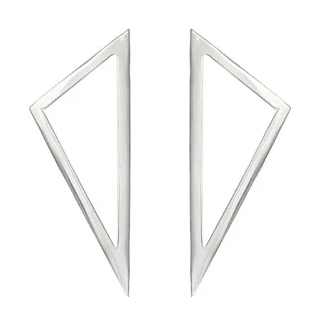 Large Triangle Earrings | White Gold