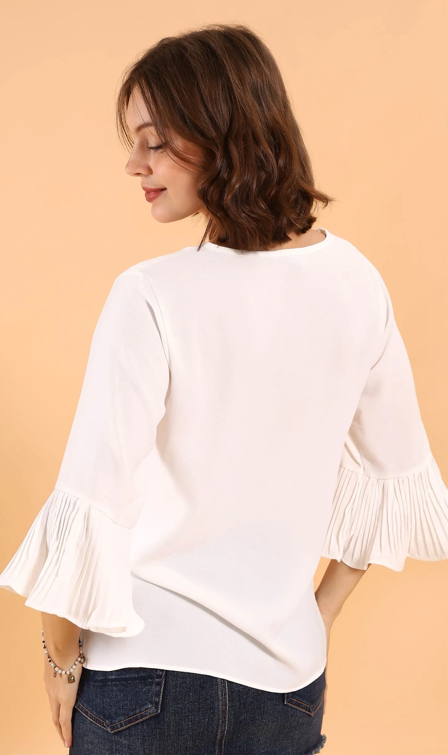 LAYLA Flared-Sleeve Top (White)