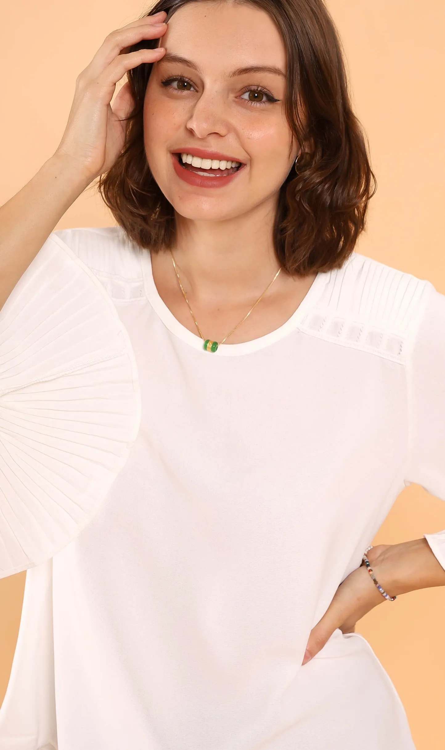 LAYLA Flared-Sleeve Top (White)