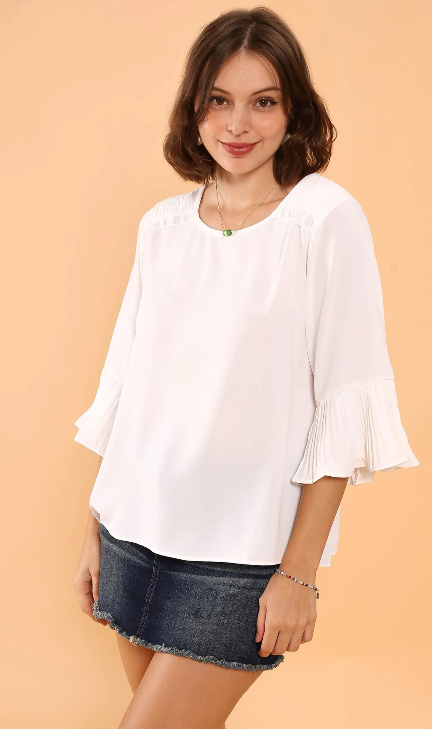 LAYLA Flared-Sleeve Top (White)