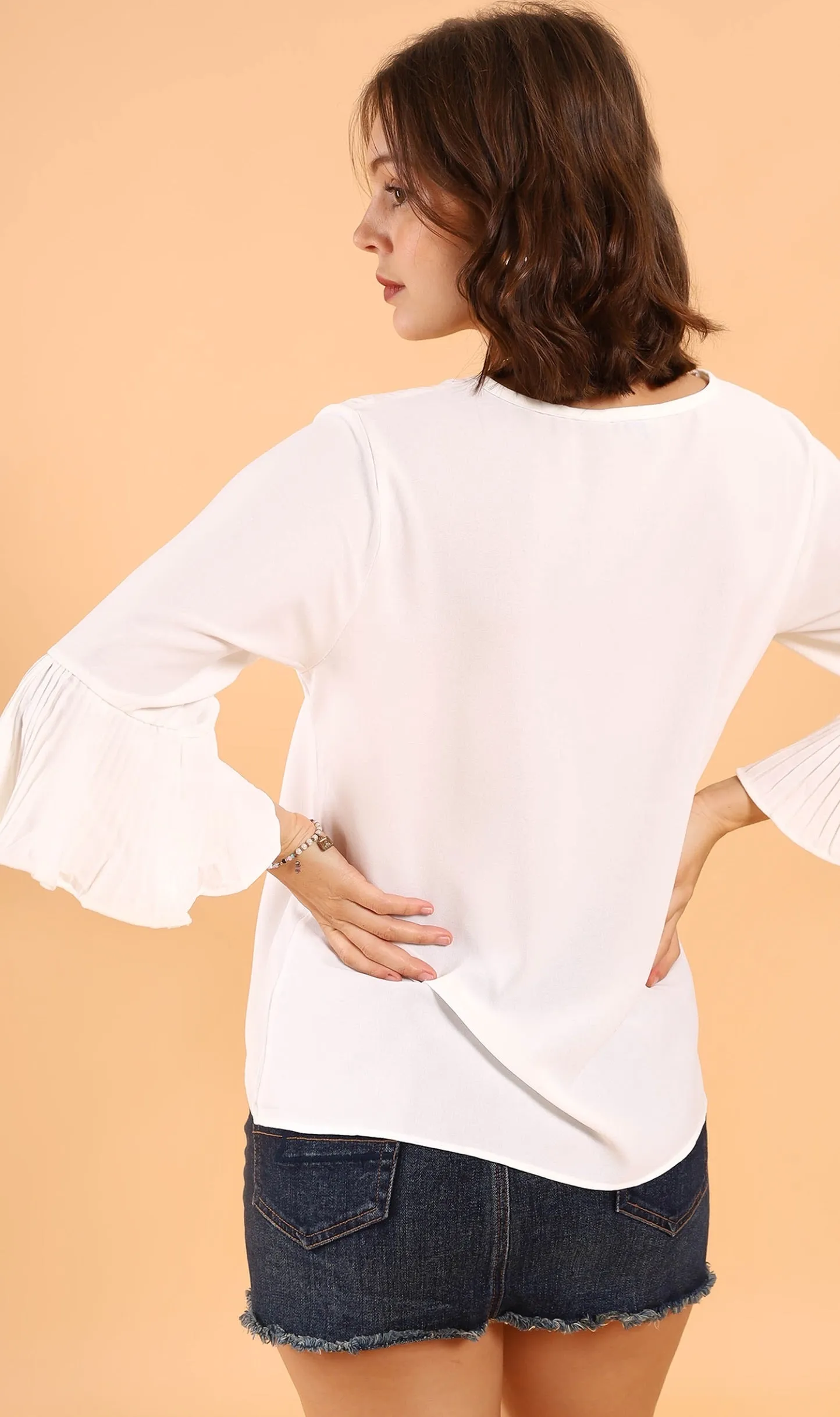 LAYLA Flared-Sleeve Top (White)
