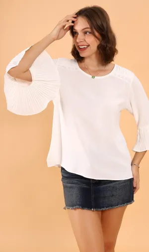 LAYLA Flared-Sleeve Top (White)