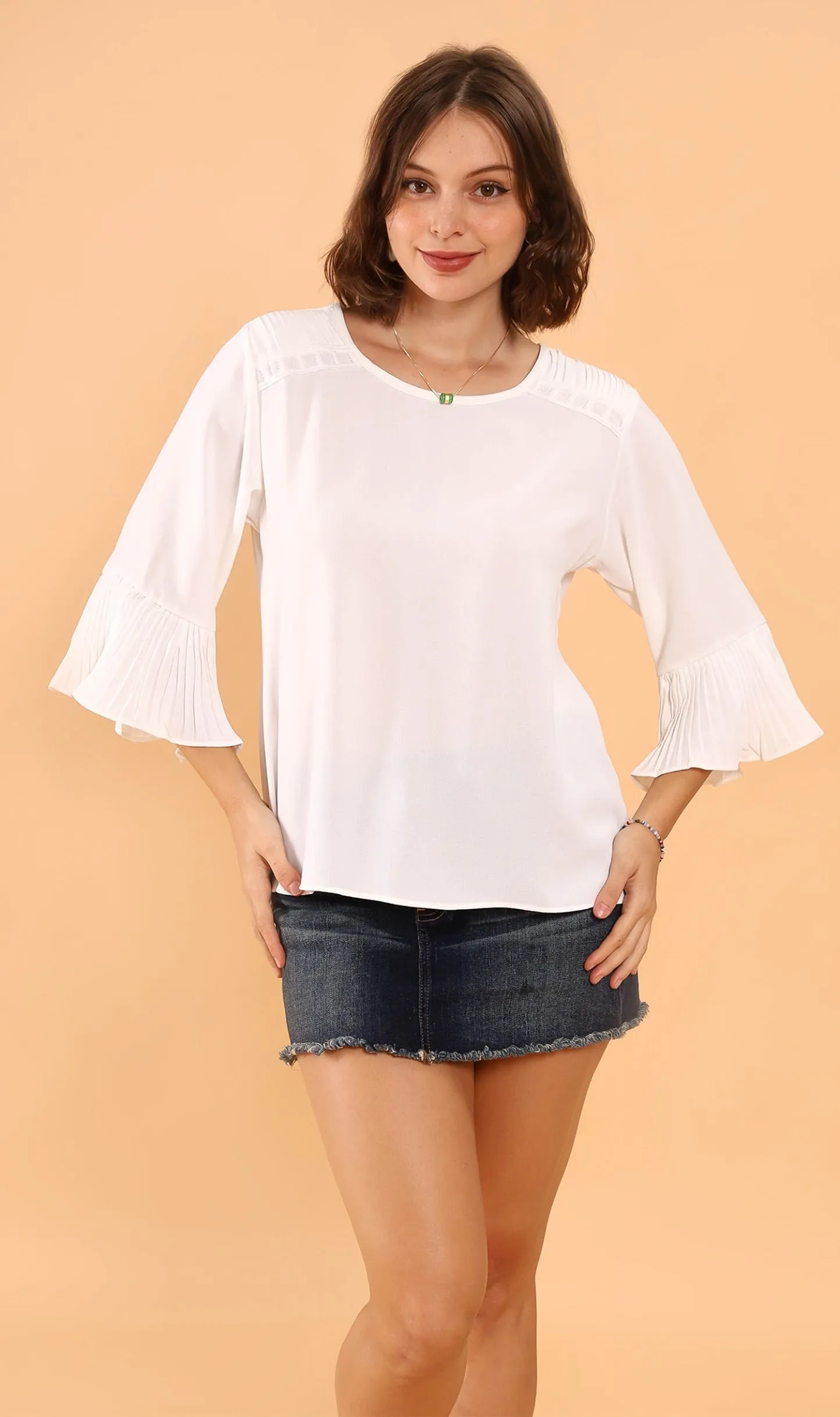 LAYLA Flared-Sleeve Top (White)