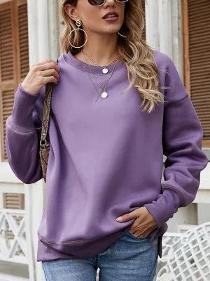 Lena Dropped Shoulder Slit Sweatshirt