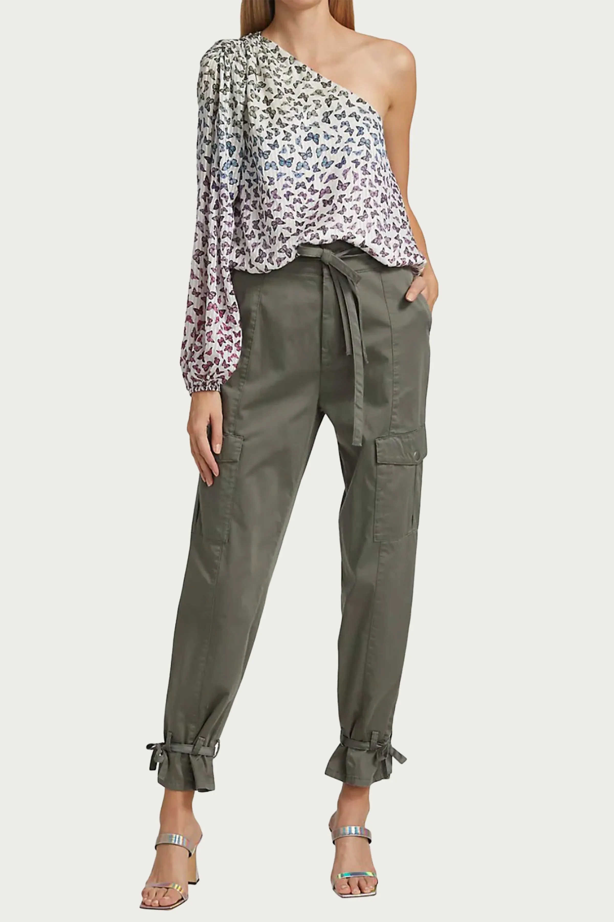 LENORE RAINBOW BUTTERFLY ONE-SHOULDER TOP