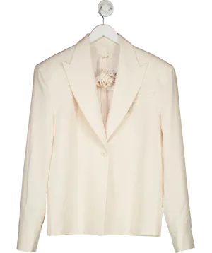 Leo Lin Cream Jovanna Blazer With 3d Rose Necktie UK S