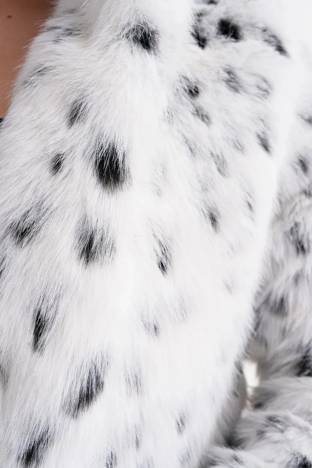 Leopard Hooded Faux Fur Coat – White