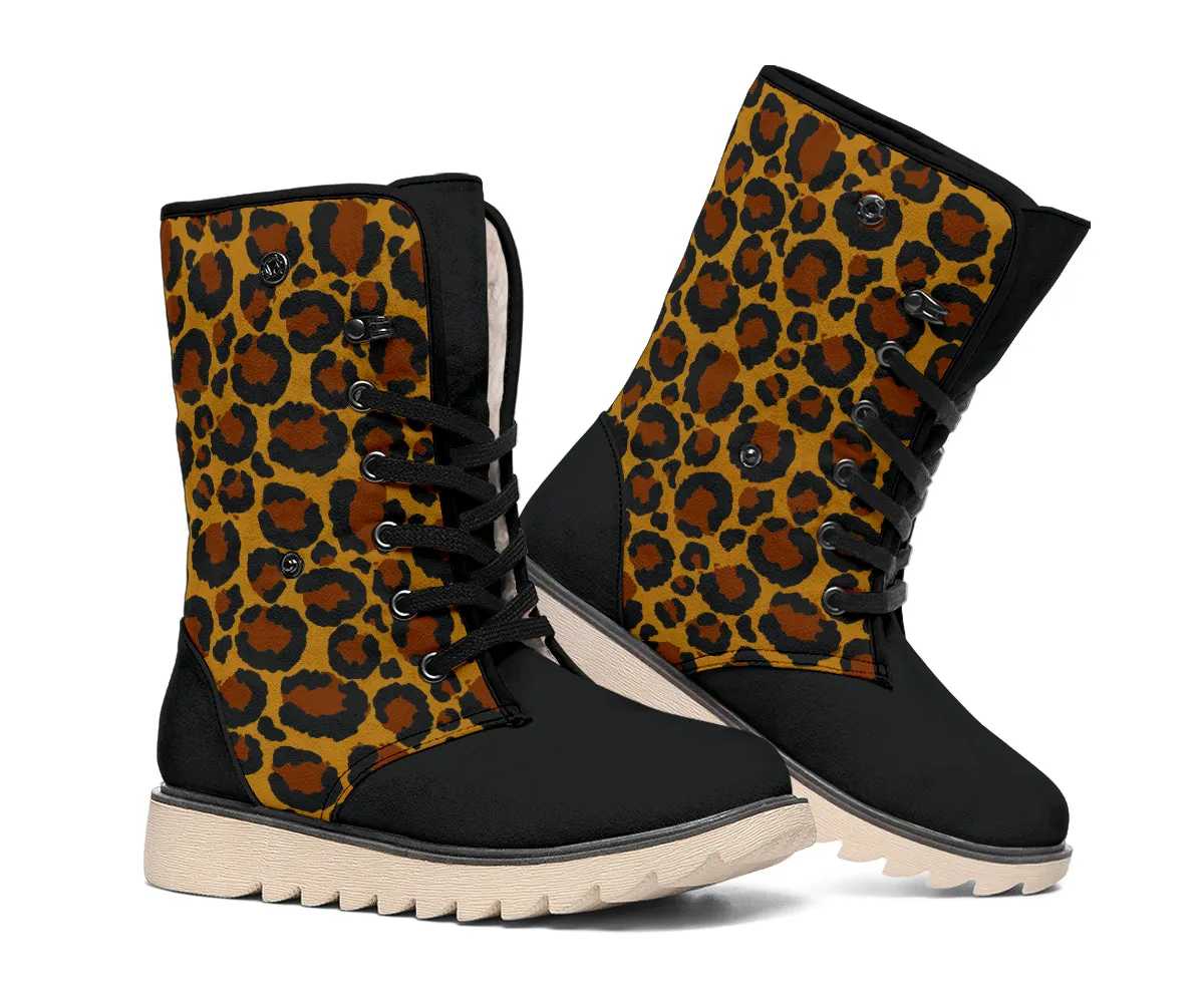 Leopard Print Snow Boots With Faux Fur Lining
