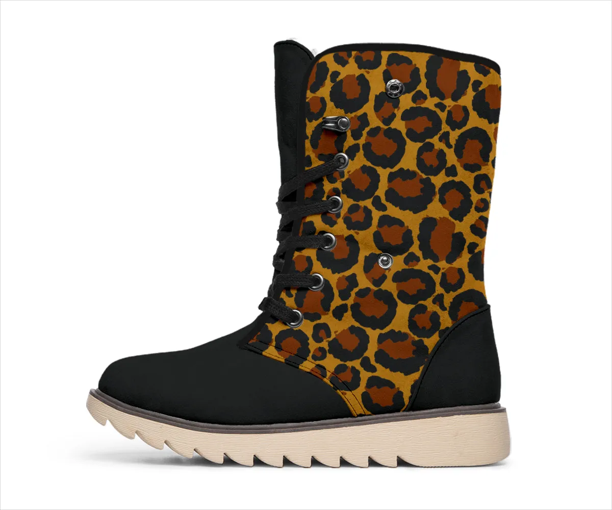 Leopard Print Snow Boots With Faux Fur Lining