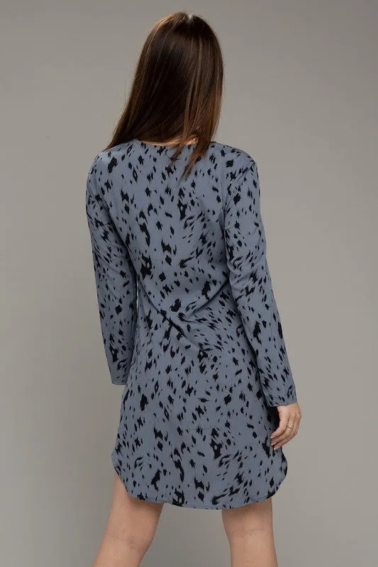 Leopard Print V neck Dress
