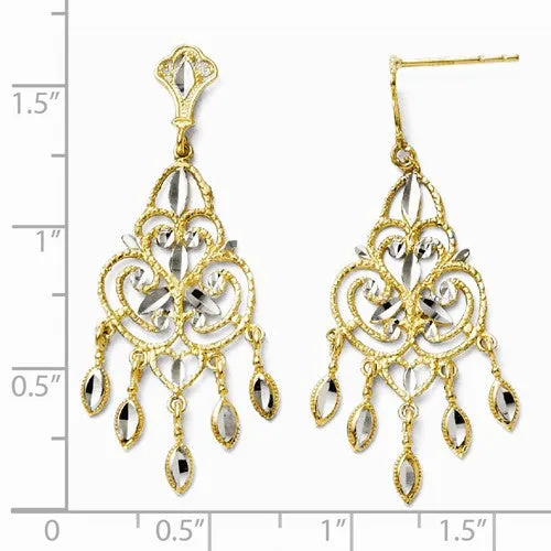 Leslie's Bi-Color 14K Diamond-Cut & Textured Exotic Chandelier Post Earrings with Dangles