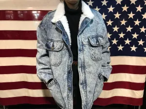 Levis Denim Mens Vintage 80’s Acid Wash Sherpa Jacket Made in USA