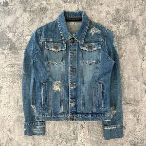 L.G.B. Distressed Removable Collar Denim Jacket