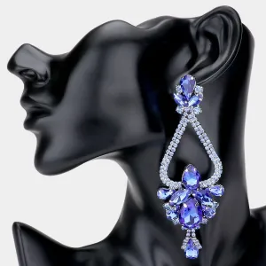 Light Blue Crystal Multi Shaped Stone Chandelier Earrings | Statement Earrings | 525991