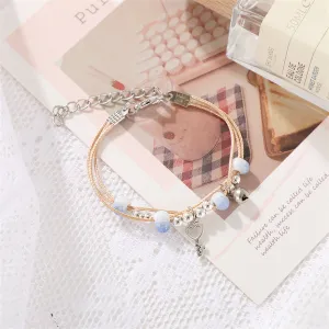 Light Blue Enamel & Silver-Plated Key Layered Charm Bracelet