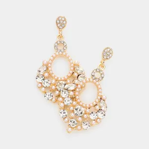 Little Girls Clear Chandelier Earrings on Gold with Pearl Stones | 592123