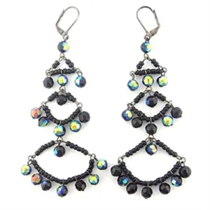 LO628 Antique Silver Brass Earrings with Top Grade Crystal in Multi Color